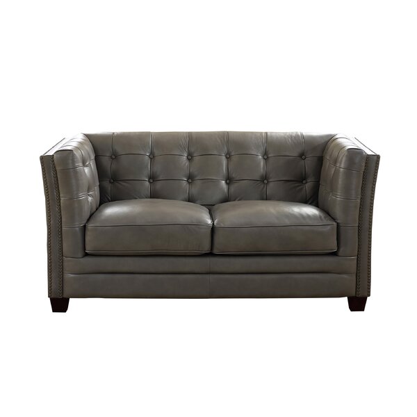 Review Dierking Leather Loveseat