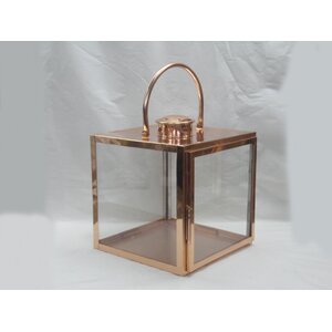 Plated Square Hanging Metal Lantern