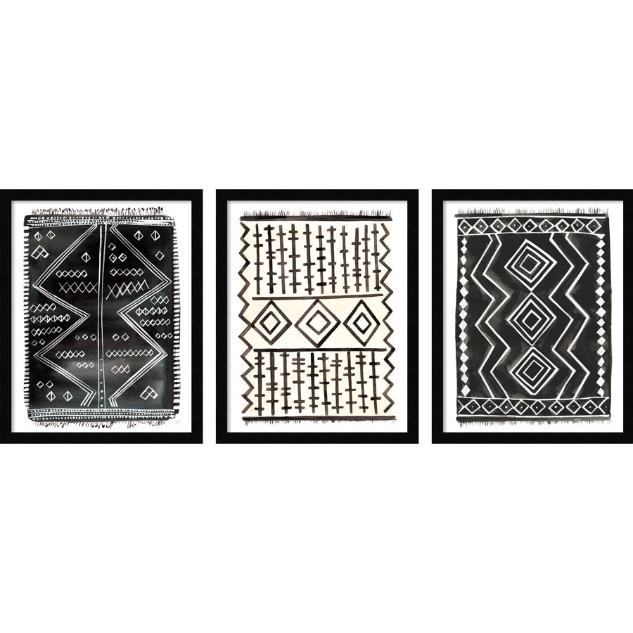 Rugs Trio by Karyn Panganiban - 3 Piece Picture Frame Drawing Print Set