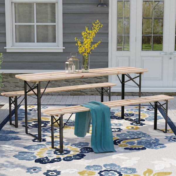 Baumgarten 3 Piece Outdoor Folding Picnic Table Set by Andover Mills