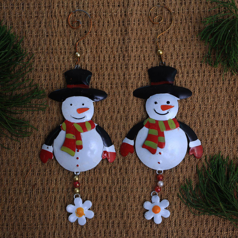 The Holiday Aisle Set Of 2 Snowman Delight Hanging Figurine Ornament Wayfair