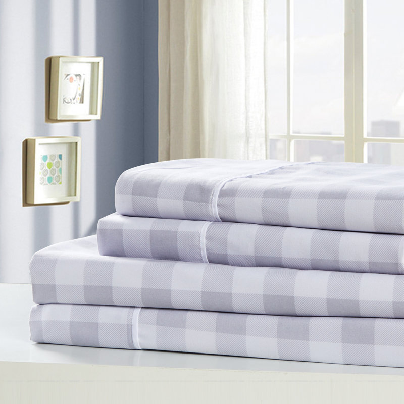 Gracie Oaks Evins Buffalo 1800 Thread Count Plaid Sheet Set