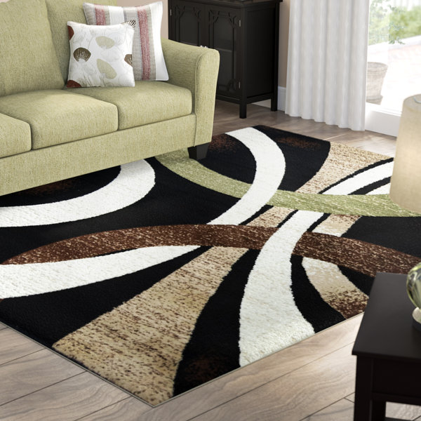 Coleen Abstract Black/Beige Area Rug by Winston Po