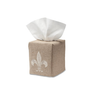 Bernier Fleur de lis Natural Linen Tissue Box Cover