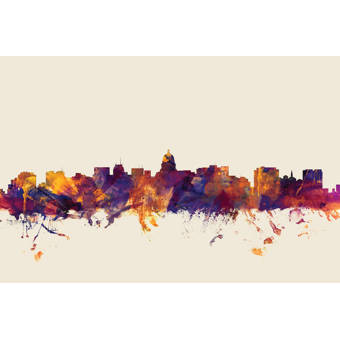 East Urban Home Skyline Series Madison Wisconsin Usa Graphic Art On Wrapped Canvas In Beige Wayfair