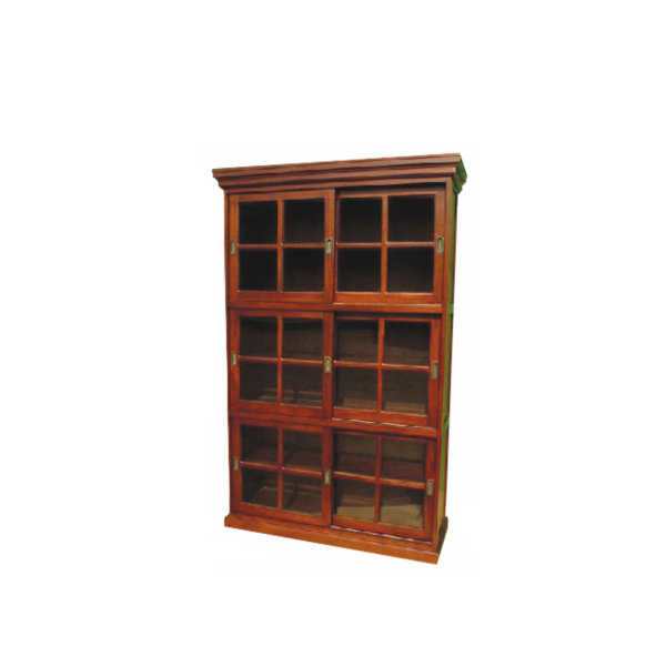 Neela Mahogany Wood 3 Section Sliding Door Display Cabinet Furniture By Longshore Tides Great price