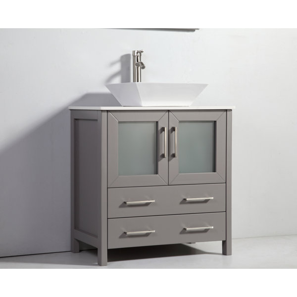Karson Framed 30 Single Bathroom Vanity Set with Mirror by Wade Logan