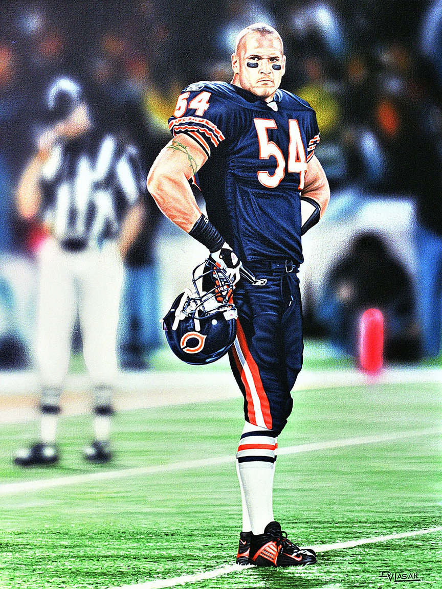 East Urban Home Brian Urlacher Chicago Bears Oil Painting Print Brian Urlacher Chicago Bears