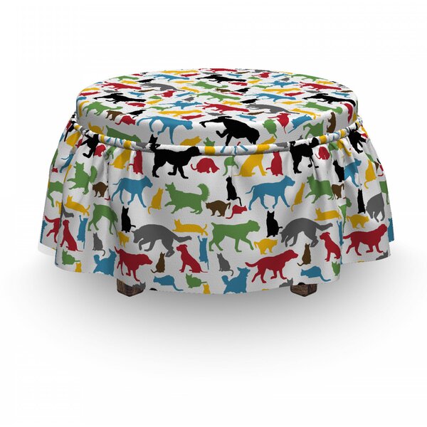 Deals Cats Cats And Dogs 2 Piece Box Cushion Ottoman Slipcover Set