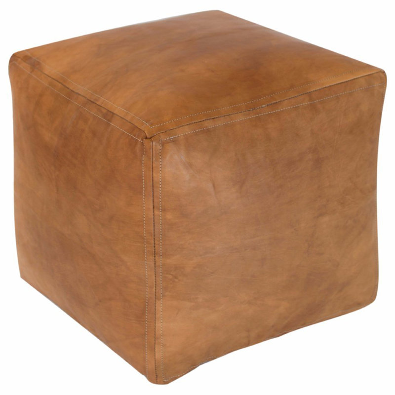 Birch Lane Edington 16 Wide Genuine Leather Square Pouf Ottoman Reviews Wayfair