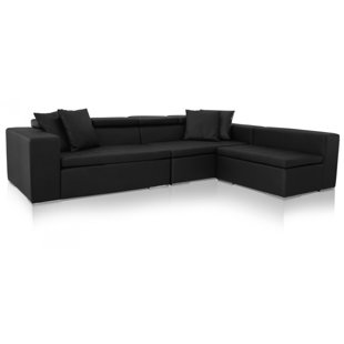 Modern Black Leather Sectionals Allmodern Quickview