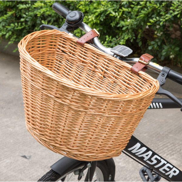 wicker bicycle basket with lid