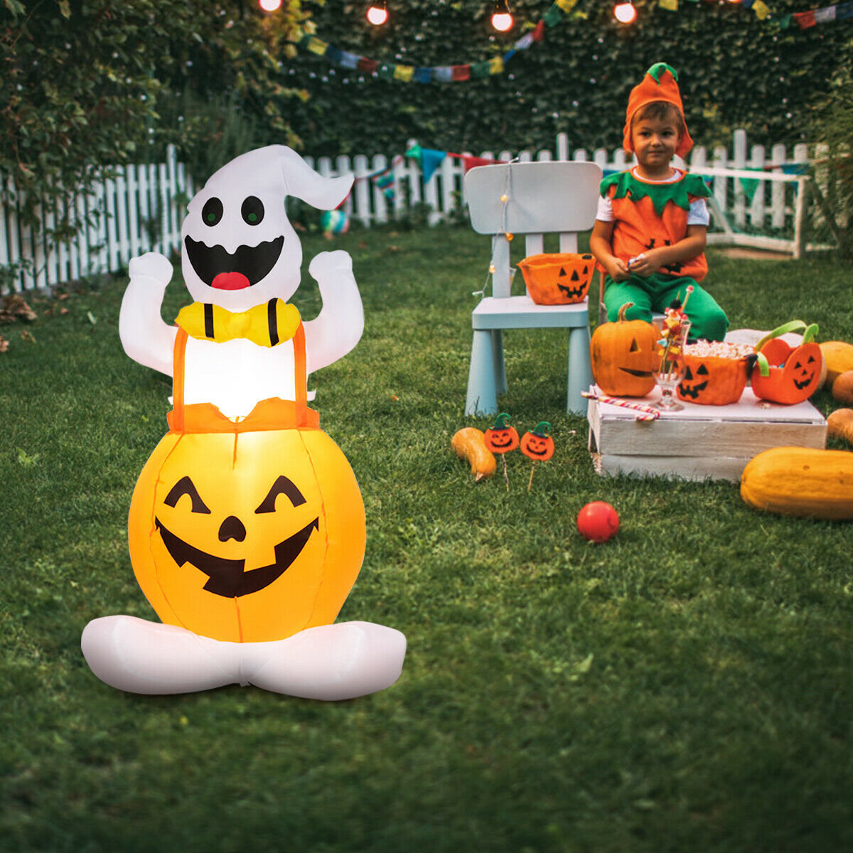 Inflatable Ghost Halloween Decoration Canopy Bed