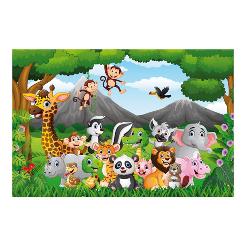 Wild Jungle Animals Semi-Gloss Wallpaper Roll East Urban Home Size: 3.36m x 225cm