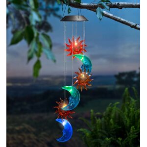 Solar Sun and Moon Mobile Wind Chime