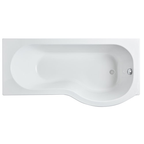 Ceramica P Shaped Shower Bath 1600mm Right Hand - Including Bath Legs