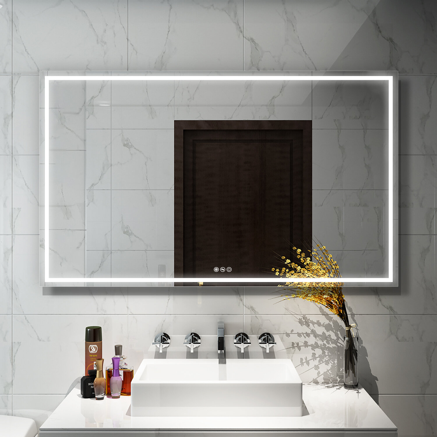 30"x36" LED Illuminated Wall Mount Bathroom Vanity Mirror w/ Motion Touch Sensor