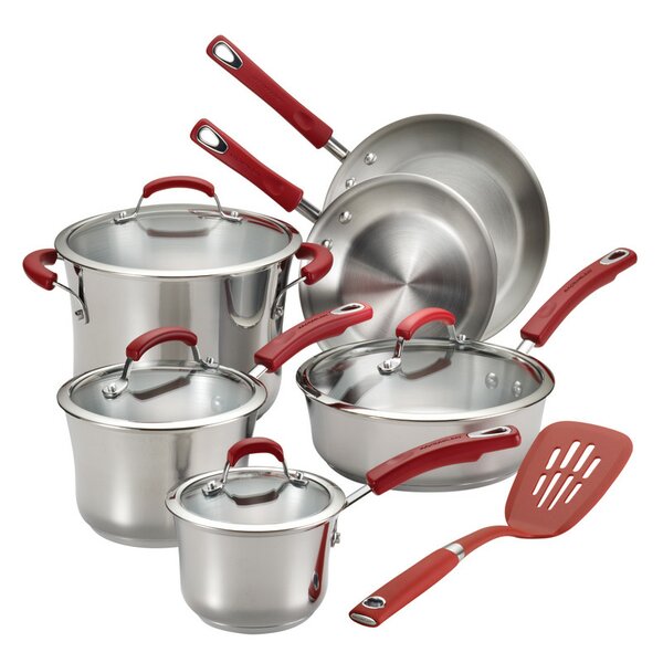 11 Piece Non-stick Stainless Steel Cookware Set with Lids by Rachael Ray