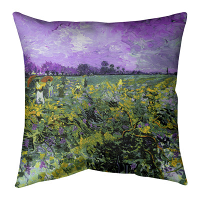 Vincent Van Gogh The Green Vineyard Floor Pillow  Standard ArtVerse Size 40 x 40 Color Purple