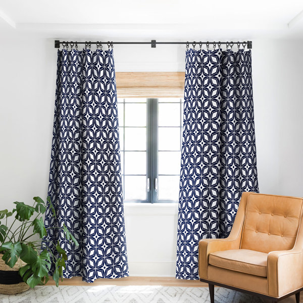East Urban Home Heather Dutton Starbust Navy Geometric Blackout
