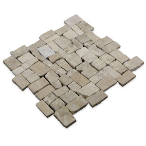 Blocks Random Sized Natural Stone Mosaic Tile in Tan