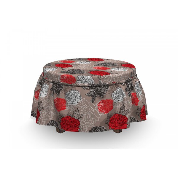 Blossoming Peony 2 Piece Box Cushion Ottoman Slipcover Set By East Urban Home