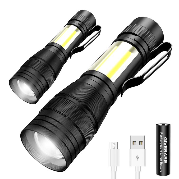 LED Tactical Flashlight 2PCS Super Bright High Lumen Flashlights Portable Outdoor Water Resistant Zoomable Handheld Light with 5 Modes for Outdoor Camping Hiking Emergency 