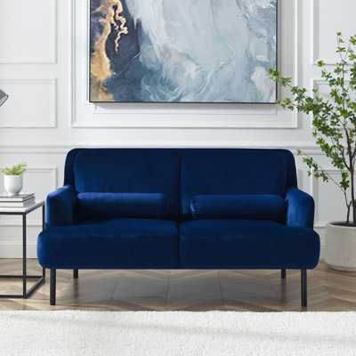 MS013LOVESEAT  Wooster V2 2Seater  Primary Living Space Sofa Everly Quinn Fabric Navy Velvet
