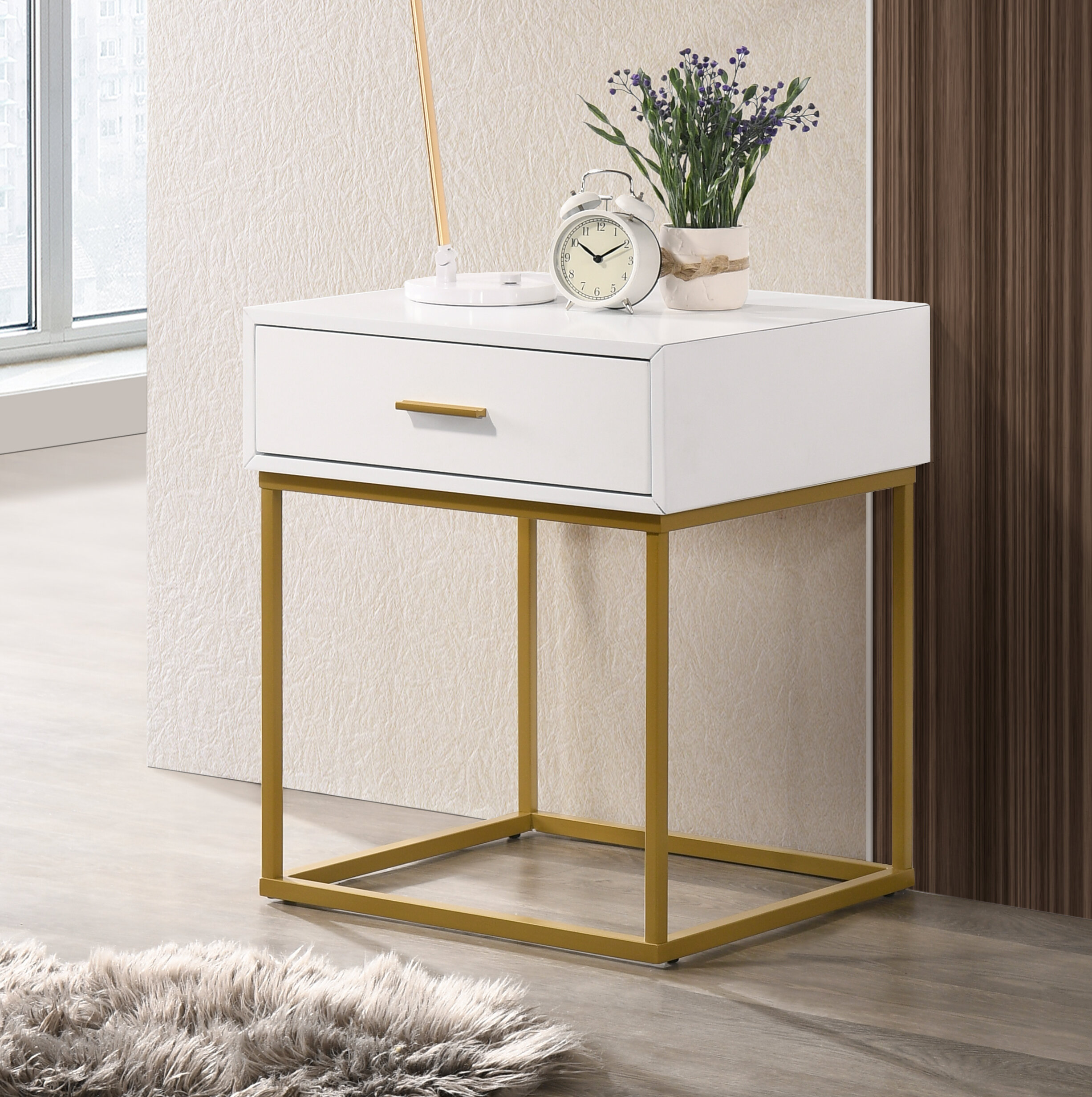 mixed material nightstand