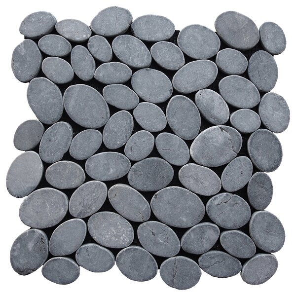 Coin Random Sized Natural Stone Pebble Tile in Grey by Pebble Tile