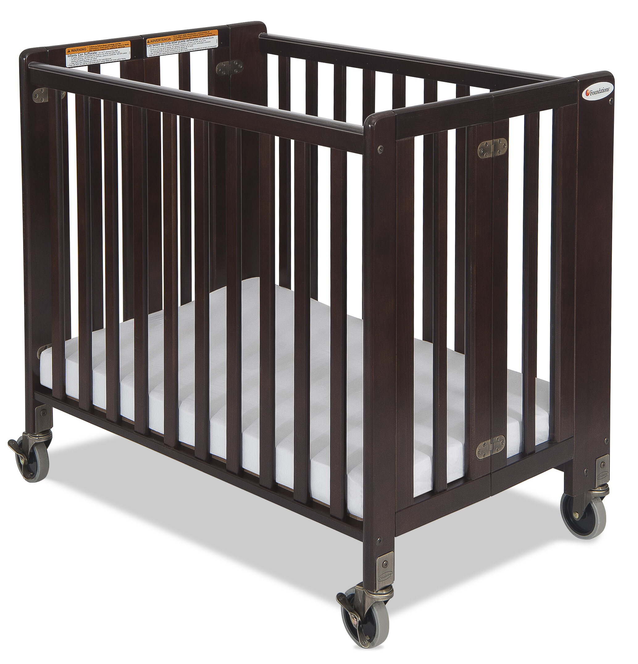 Foundations Hideaway Standard Portable Crib With Mattress