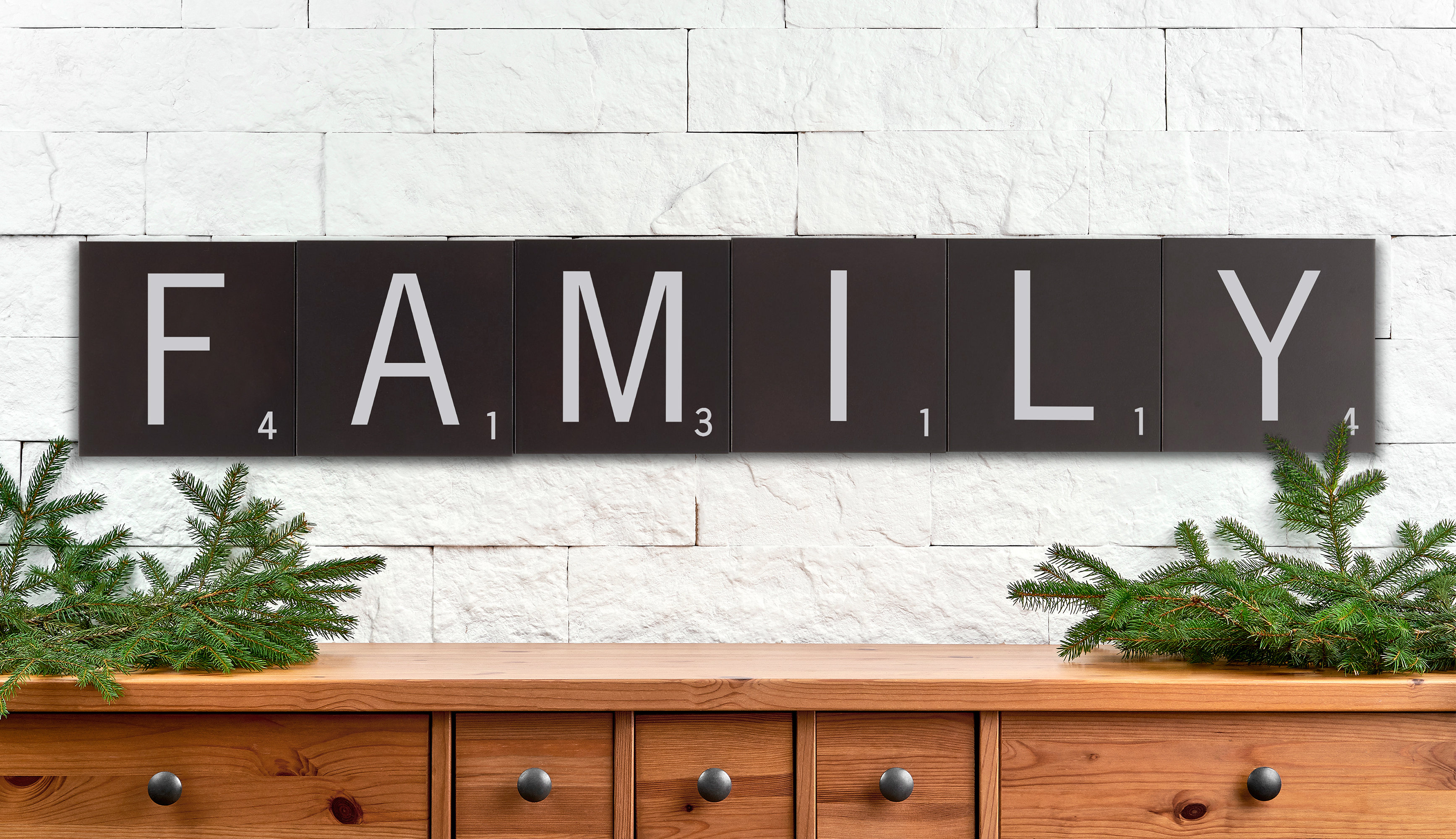 Le Prise 6 Piece Scrabble Letter Wall Tiles Family Wall Decor Set