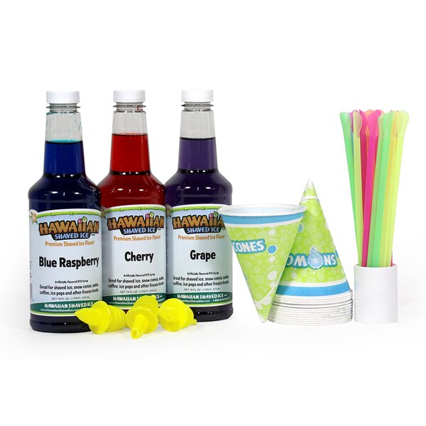 Shaved Ice and Snow Cone Syrups, 3-Flavor Fun Pack by Hawaiian Shaved Ice