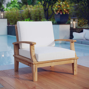 Teak Patio Furniture You Ll Love Wayfair Elaina Teak Outdoor Patio Arm Chair With Cushion