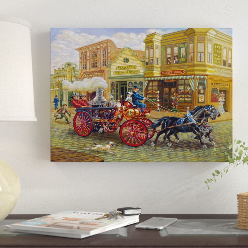 Winston Porter Fire Truck Acrylic Painting Print On Wrapped