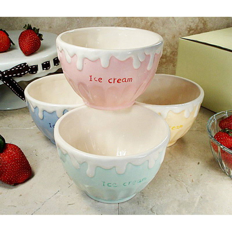 D'lusso Designs 4 Piece Ceramic Ice Cream Bowl Set & Reviews Wayfair