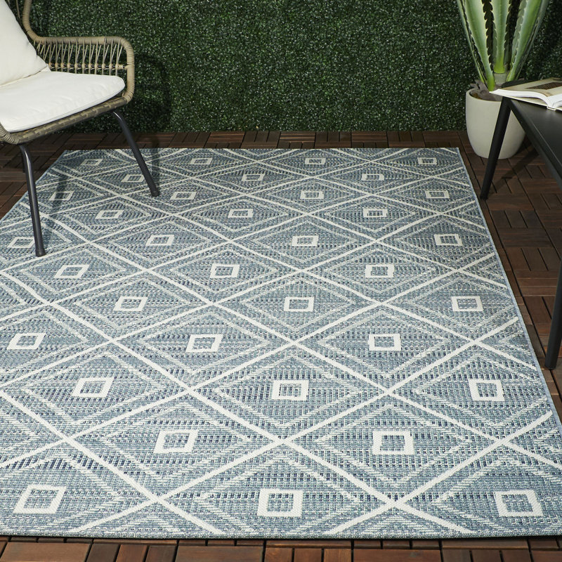 Andes Geometric Teal Indoor Outdoor Area Rug Reviews Joss Main