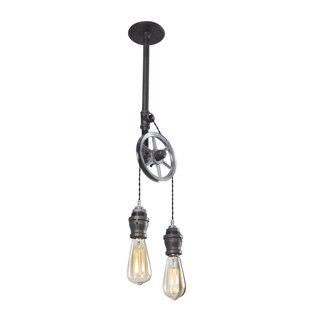 Farmhouse Pulley Pendant Light Wayfair Steel Pulley 2 Light Pendant