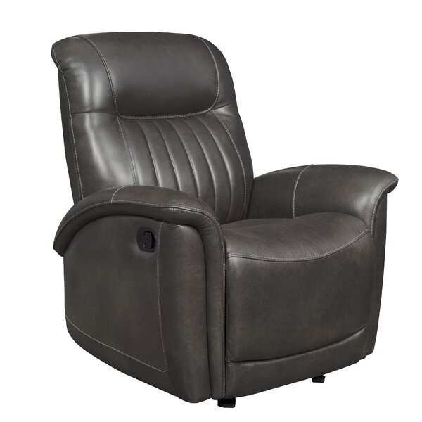 Trachoni Curved Arm Leather Recliner By Latitude Run