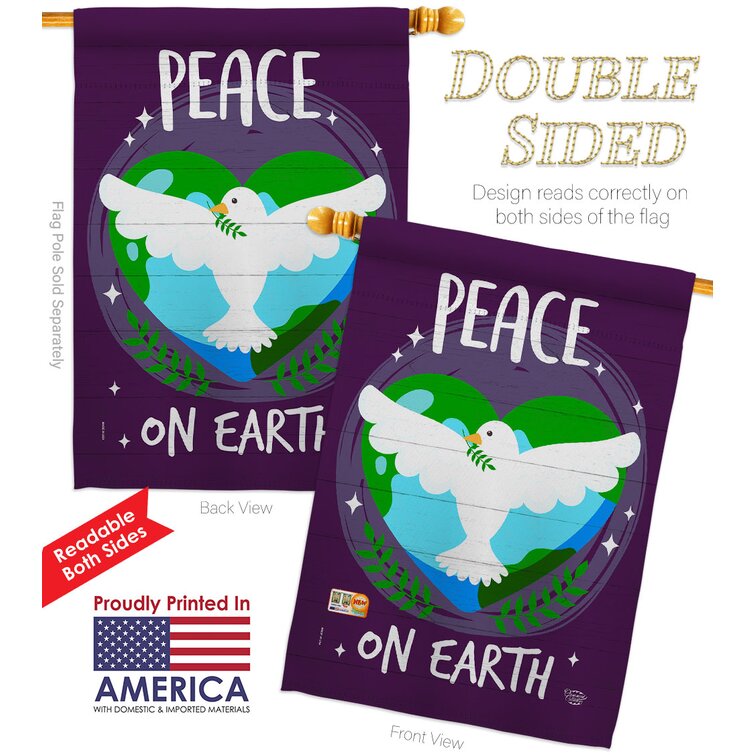 Peace on Earth Cross with Holly 28" x 40" Large Decorative Flag New in Package