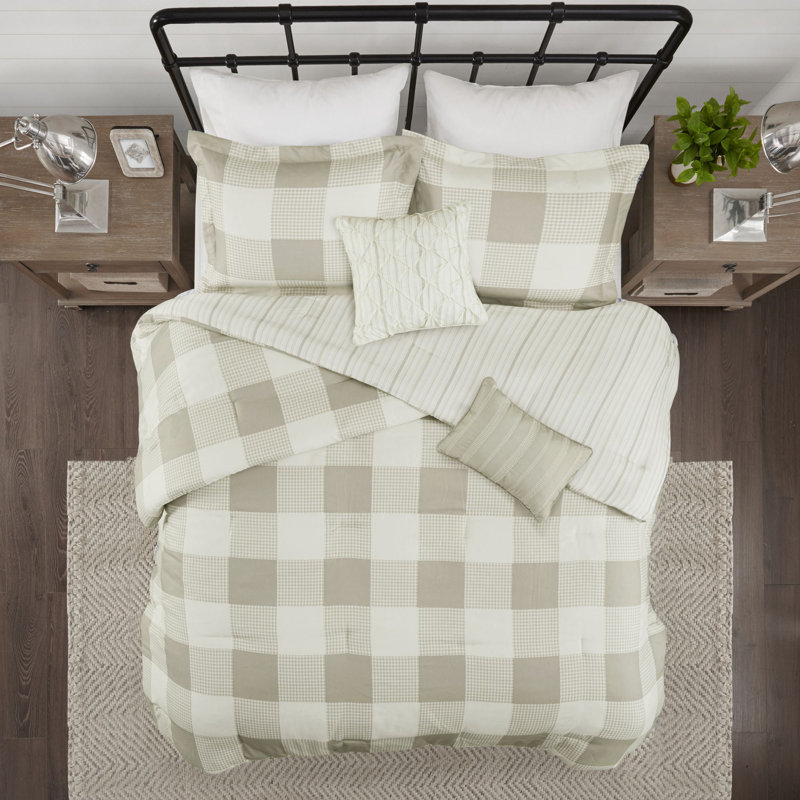 Gracie Oaks Bronwen 5 Piece Reversible Buffalo Check Comforter Set