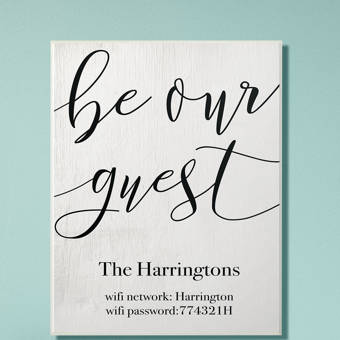Winston Porter Personalized Family Be Our Guest Wifi Password
