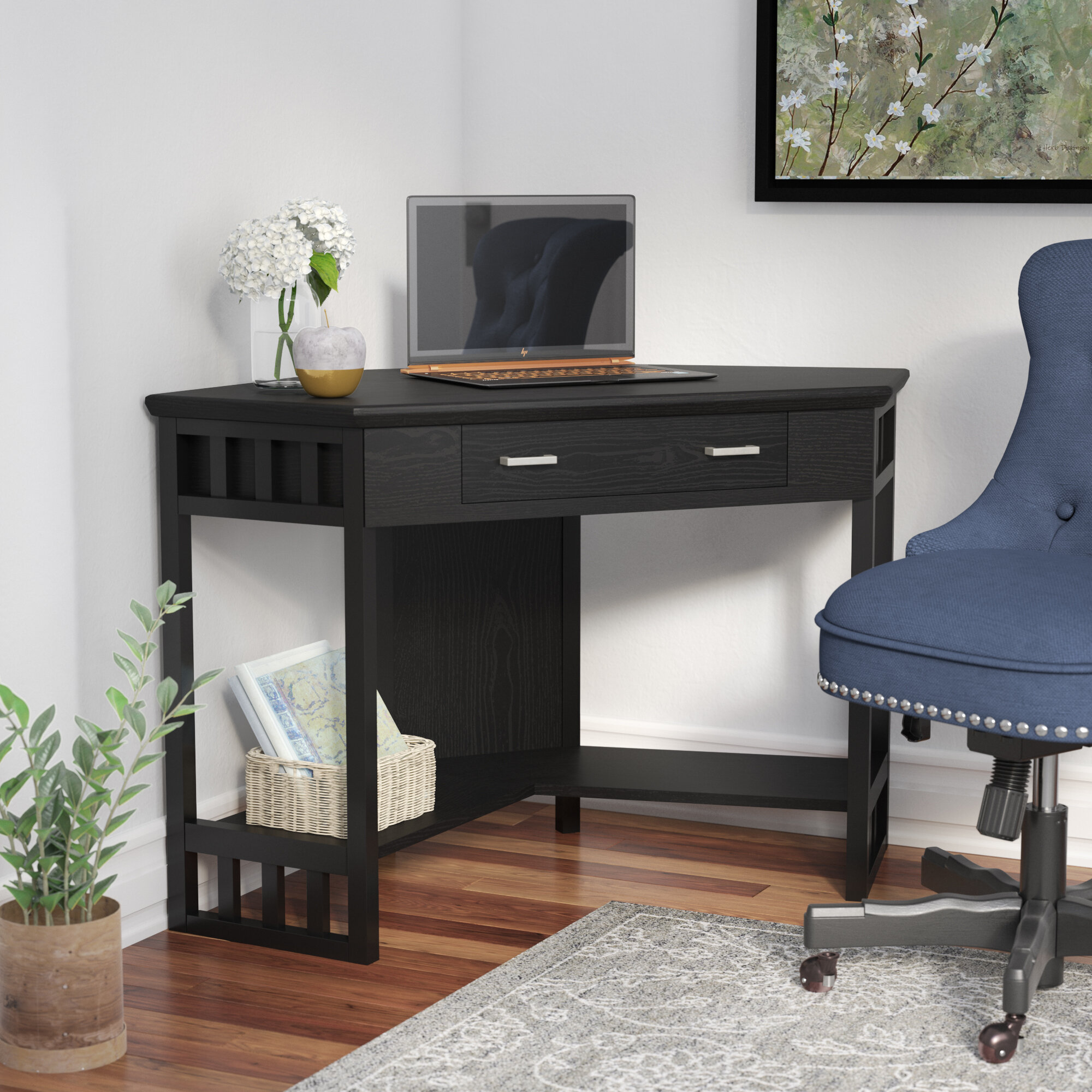 Andover Mills Noam Solid Wood Corner Desk Reviews Wayfair