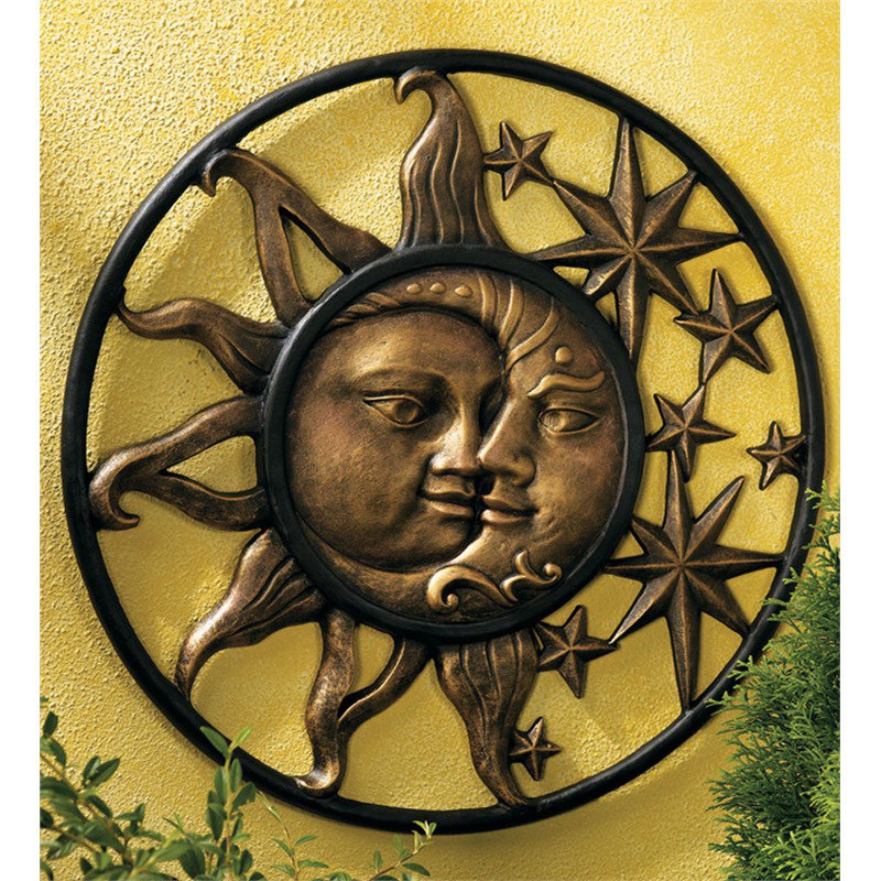 Wind Weather Handcrafted Aluminum Sun And Moon Face Sculpture Wall Decor Reviews Wayfair