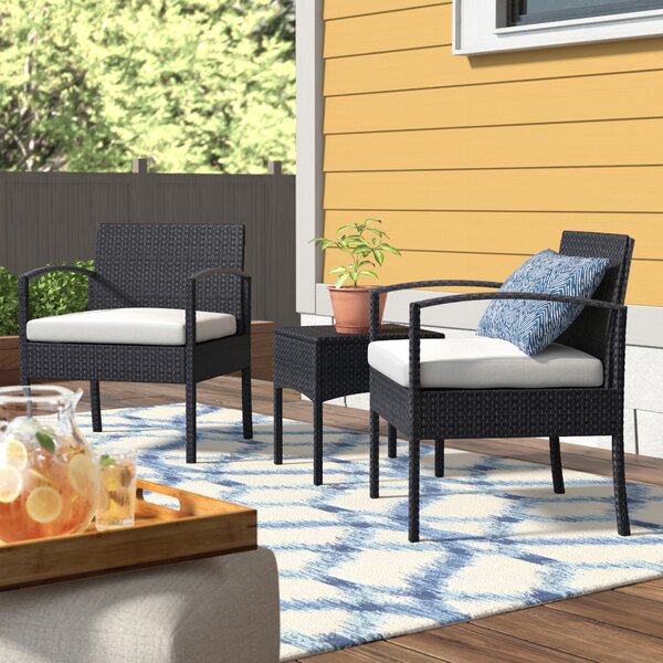 Howze 3 Piece Conversation Set with Cushions by Wrought Studio