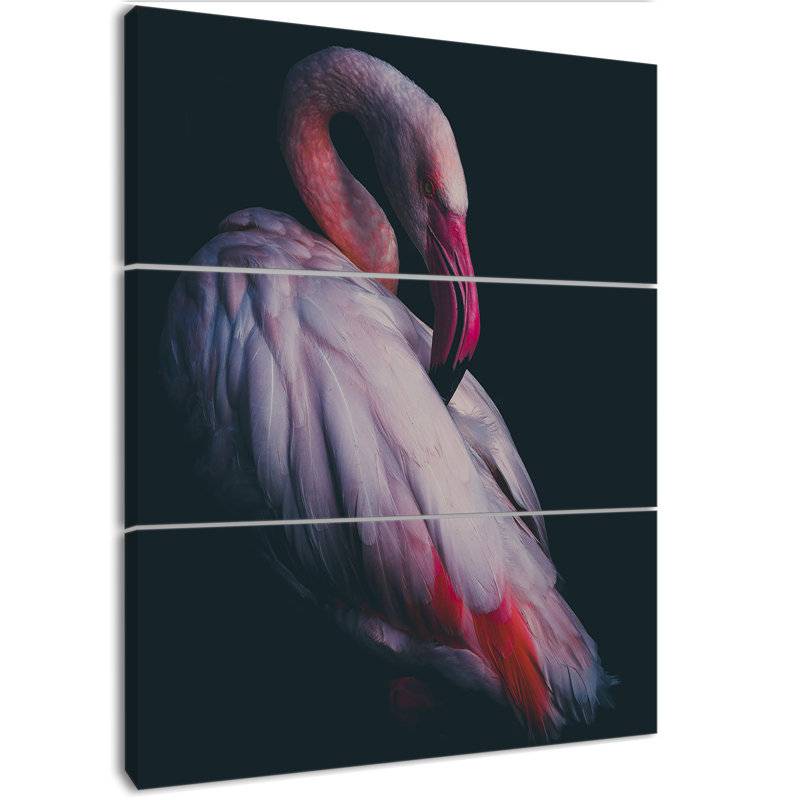 East Urban Home Pink Flamingo Oil Painting Print Multi Piece