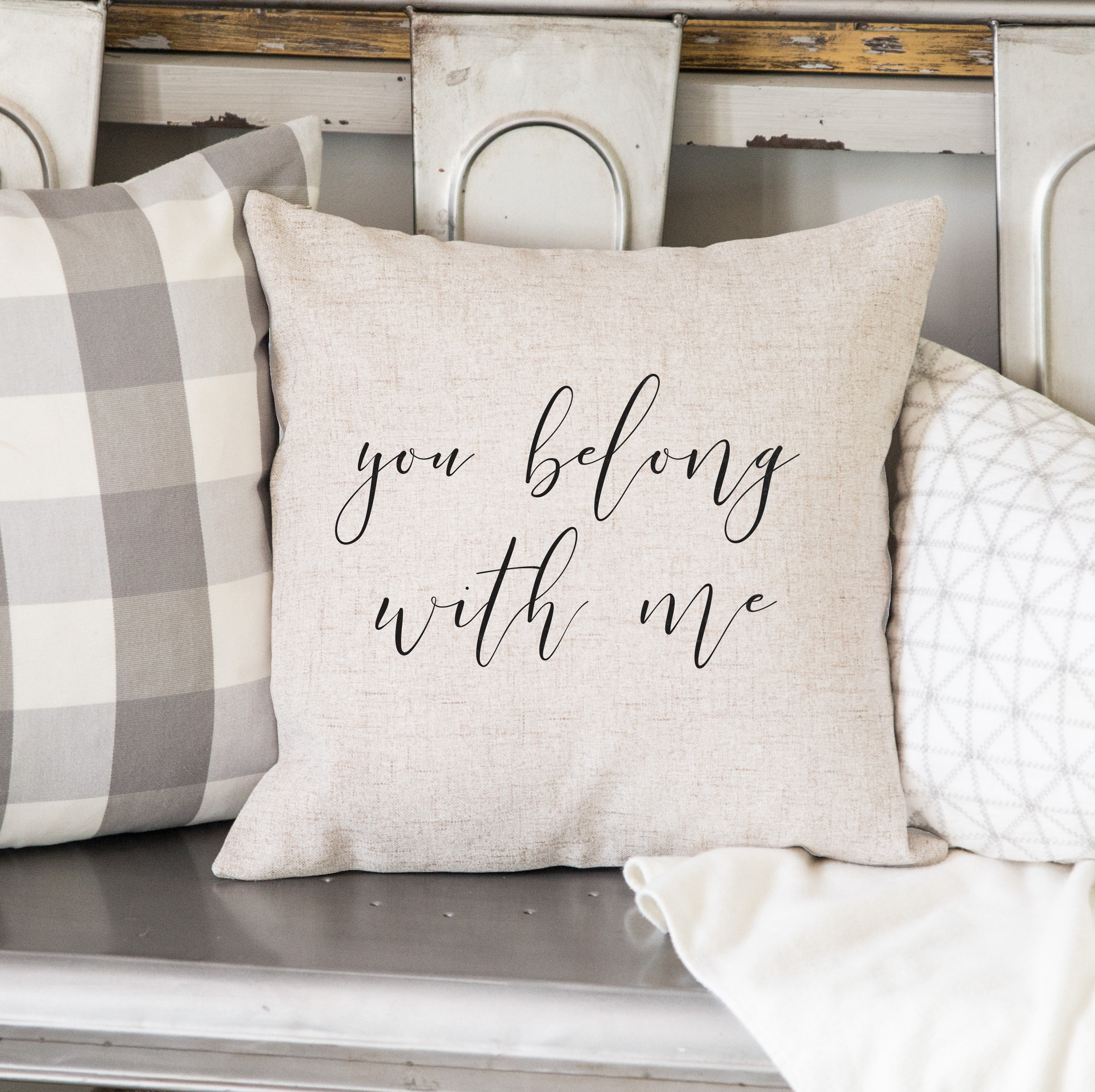 Gracie Oaks Fort Calhoun You Belong With Me Farmhouse Throw Pillow