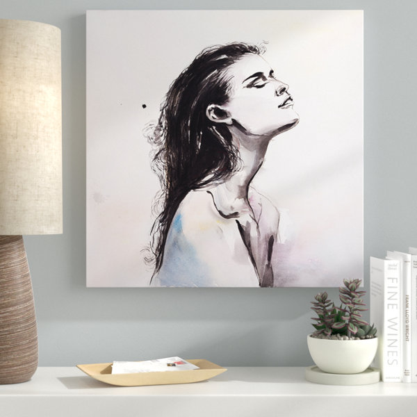 Ebern Designs Beautiful Woman With Raven Hair Oil Painting Print