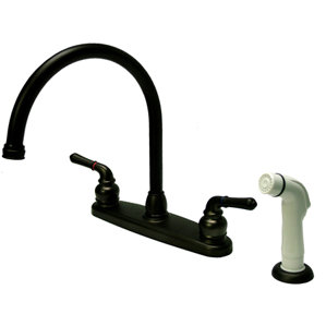 Kingston Brass Magellan Double Handle Goose Neck Kitchen Faucet with Side Spray