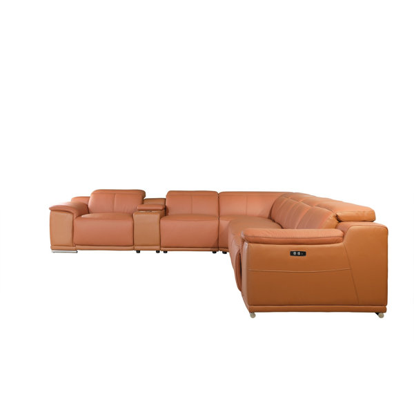 Waldorf  Leather Power Symmetrical Reclining Sectional By Global United